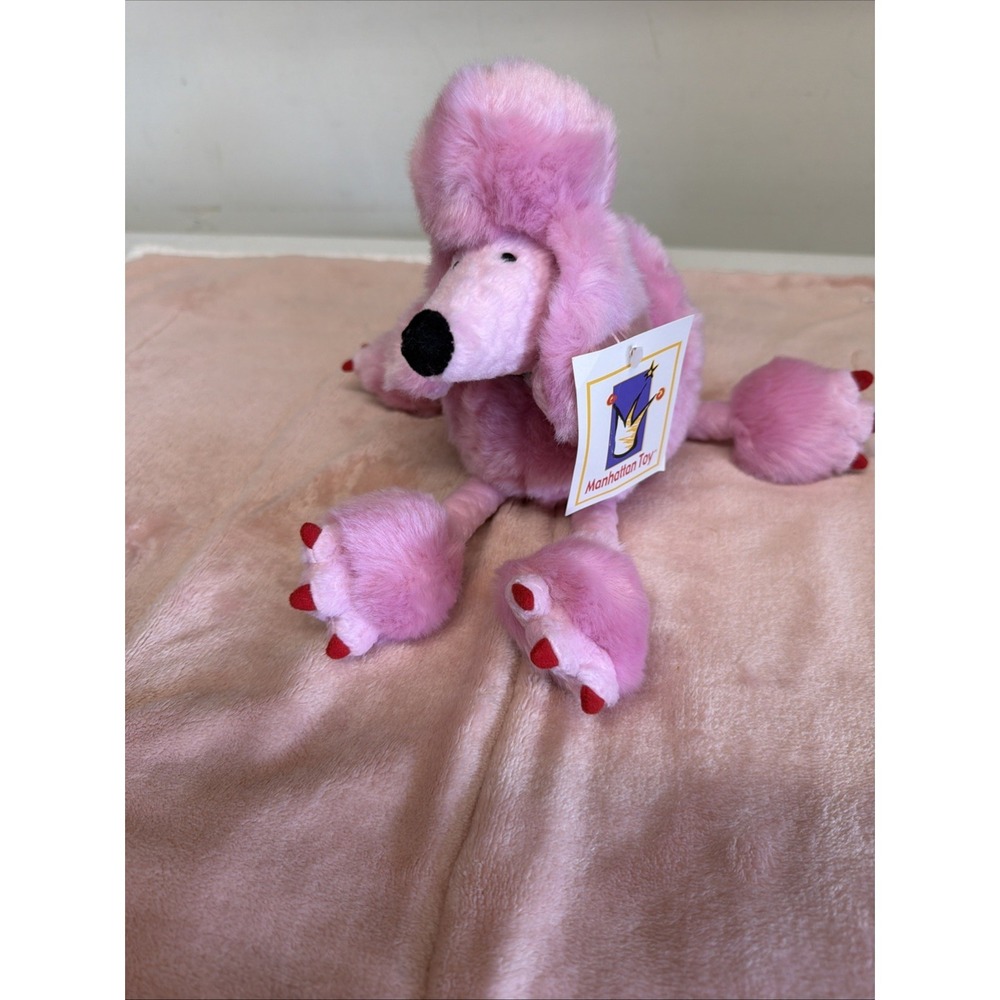 Manhattan Toy Gigi Pink Poodle Plush Dog Floppy Figure w/Red Nails NEW With Tag